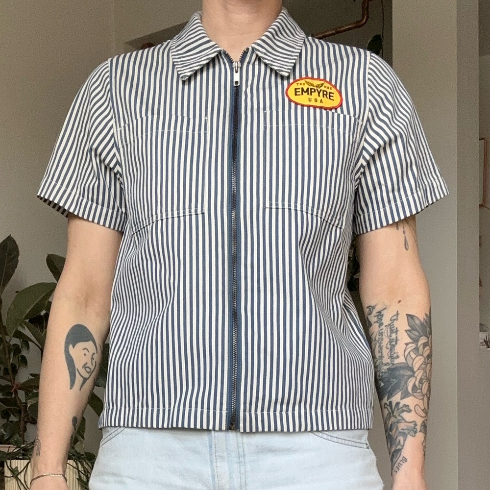 Empyre Striped Short Sleeve Zip Shirt